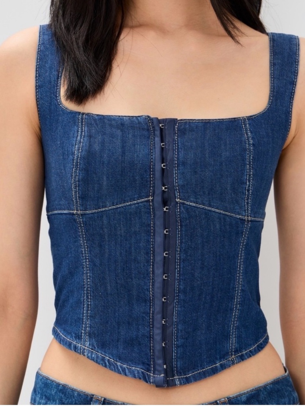 Reformation Tagliatelle Denim Top in Ellis 2 - Picture 5 of 6